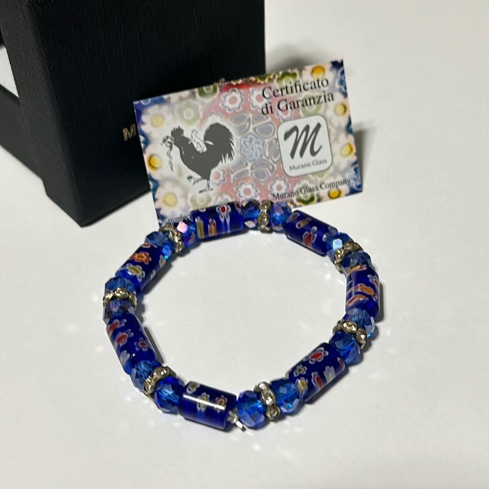 🇮🇹 Murano Millefiori Murano Glass & Zirconia - Stretch Bracelet